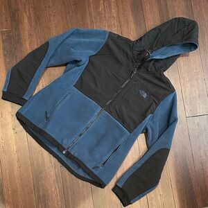 The North Face Denali Hooded Blue and Black Jacket